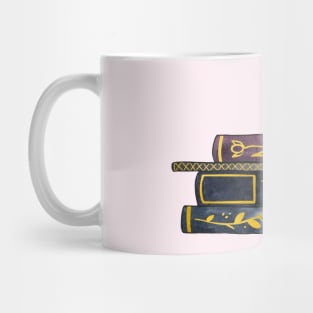 Dark books with gold and leaves Mug